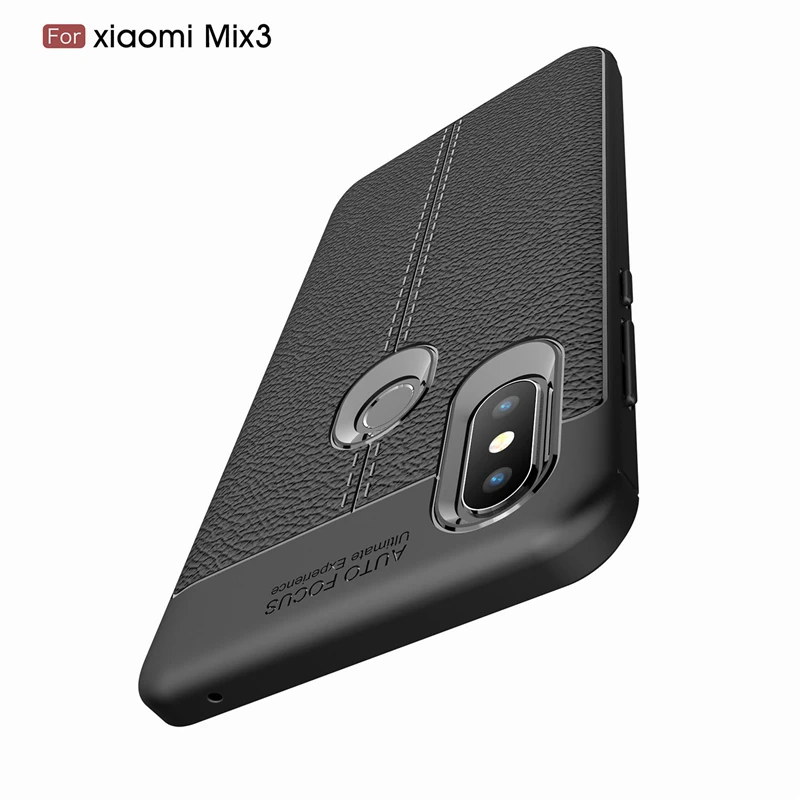 Чехол для Xiaomi MI MIX 3 прочный корпус в стиле личи силиконовый защитный чехол из ТПУ
