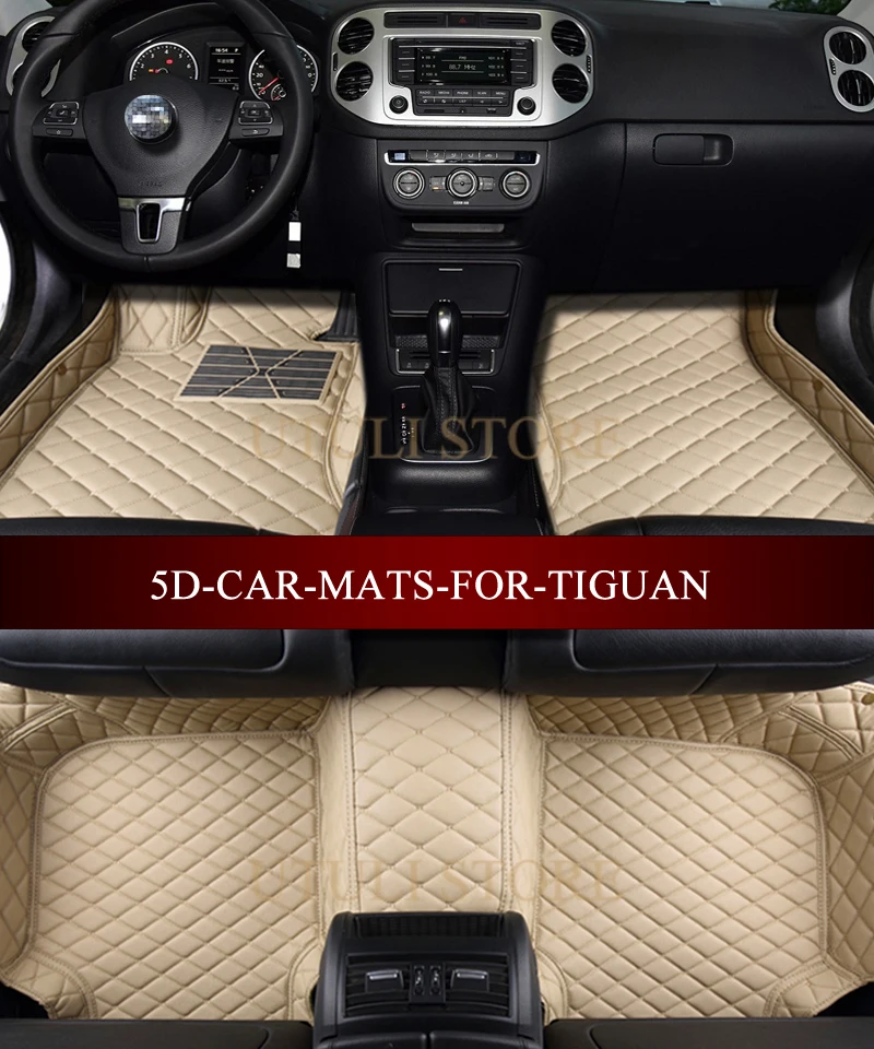 Кожаные автомобильные коврики для Volkswagen Tiguan Touareg Touran Vento подходят любых погодных