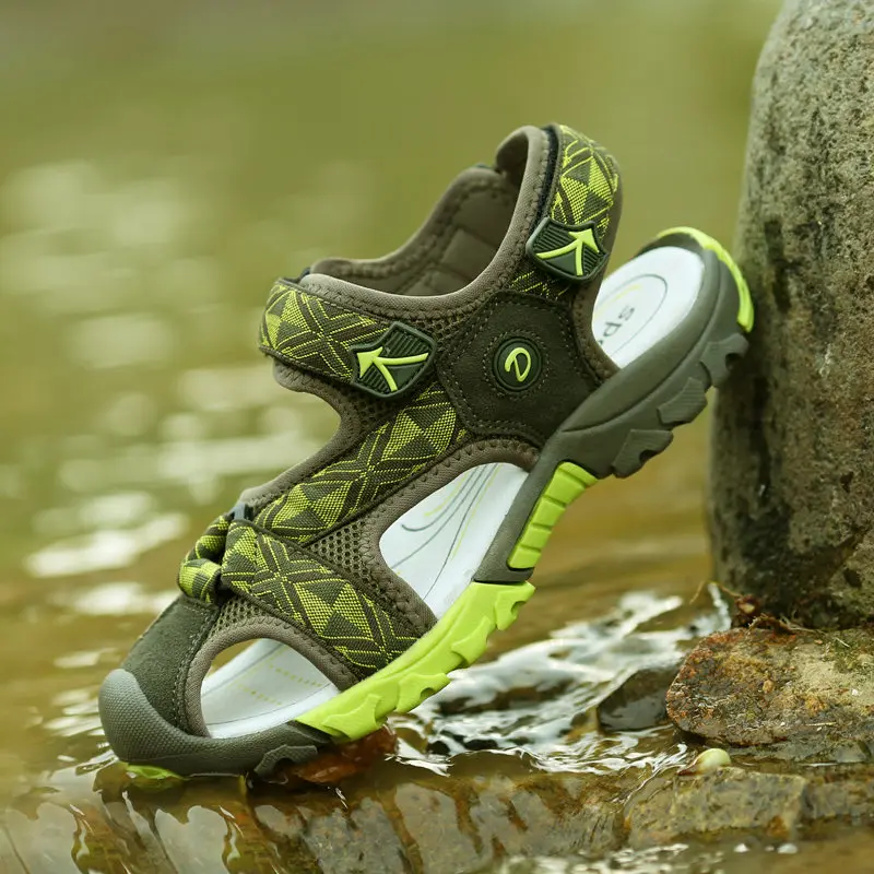Green ULKNN зеленый Пляж Лето tide Baotou сандалии для мальчиков детская обувь детская пляжная обувь Нескользящая одежда сандалии - Цвет: Green