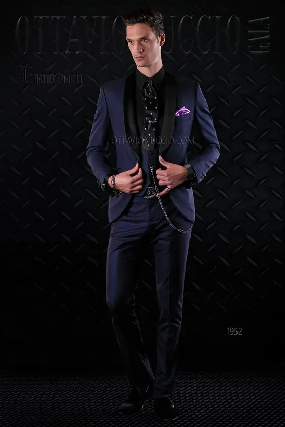 

Новейший дизайн пальто и брюк, итальянский фиолетовый мужской костюм, облегающий костюм, смокинг из 3 предметов, классические костюмы для вы...