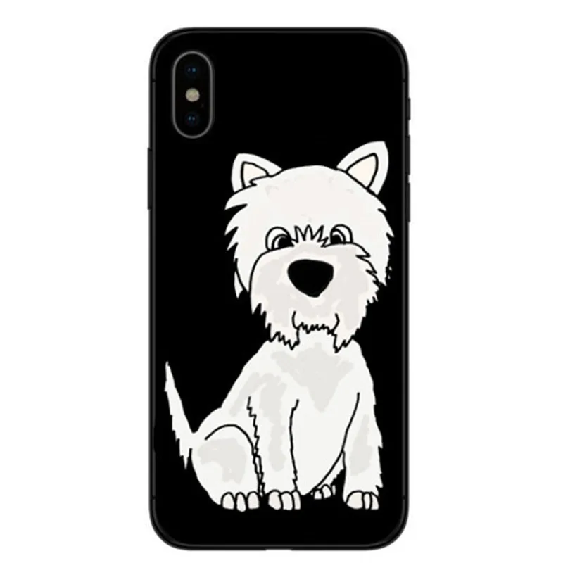 Encantador dos desenhos animados cao Westie Magro caso de телефоны de silicone грудь для Macio для iPhone 5, 6, 7, 8 Plus Маис X XR Xmax