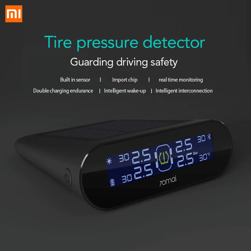 Xiaomi 70Mai TPMS датчик давления в шинах монитор Systerm Солнечная энергия солнечная жк