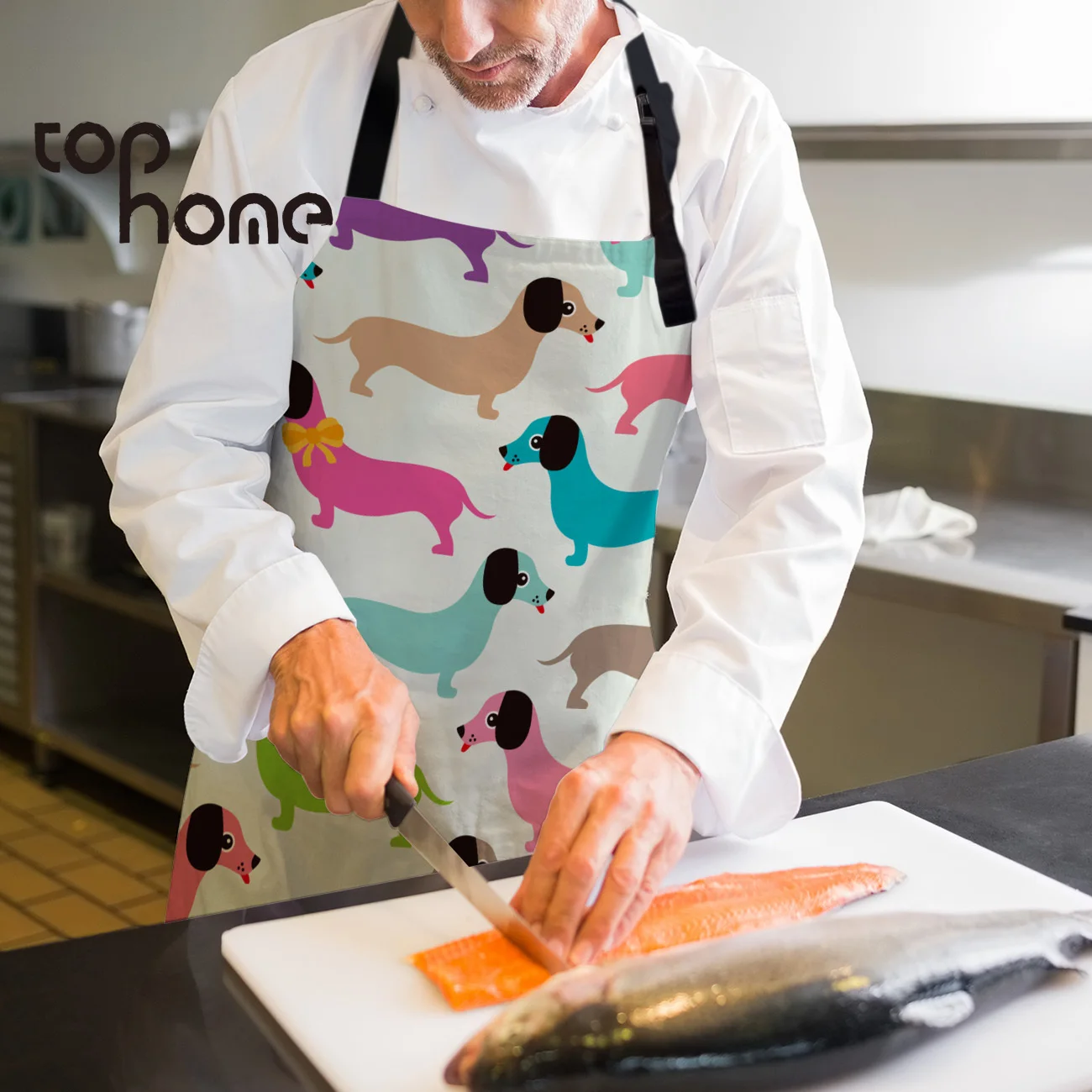 Кухонный Фартук Tophome регулируемый из парусины с принтом таксы кошки собаки для