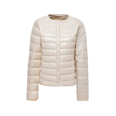 Beige New Ultra-Light Women Winter Coat 90% White Duck Down Jackets O-Neck Portable Down Coats Female Jacket Warm Outerwear - Цвет: Beige
