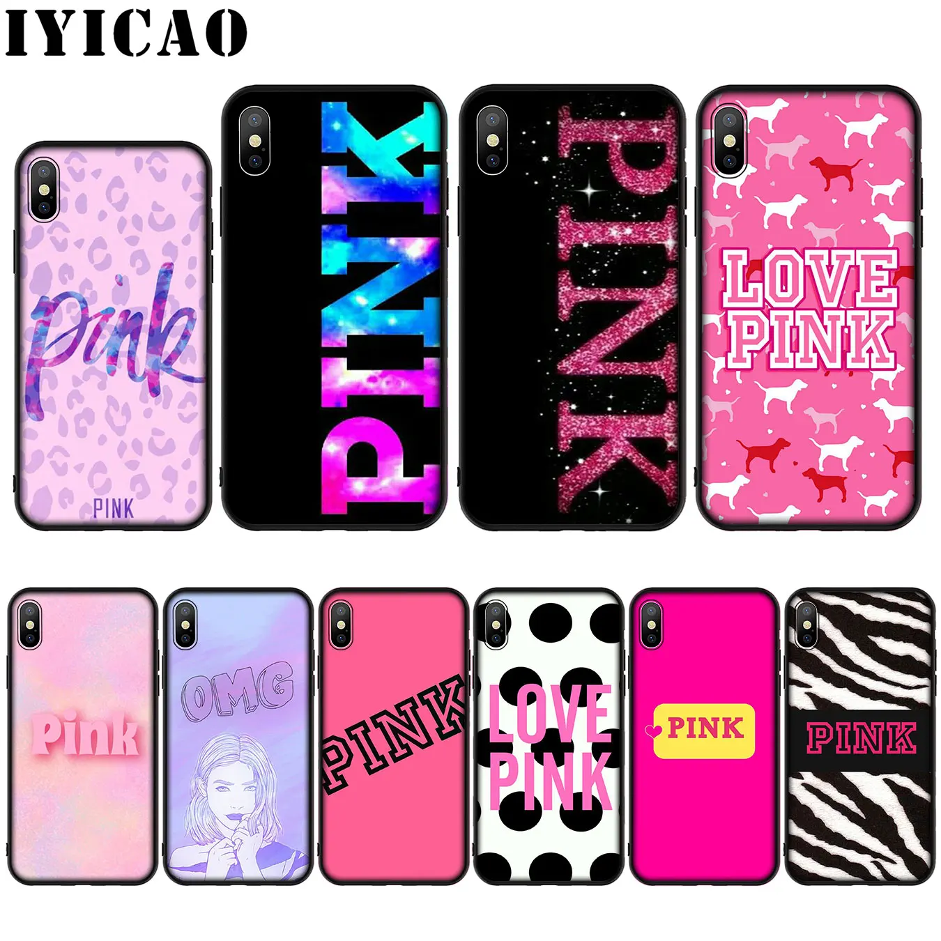 IYICAO love pink girly Silicone Soft Case for iPhone XR X XS Max 8 7 6 6S Plus 5 5S SE Cover |