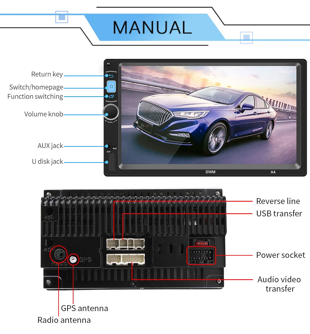 7 ''Android 8 1 автомобильный MP5 плеер стерео GPS навигация WiFi Bluetooth USB AUX 2Din сенсорный