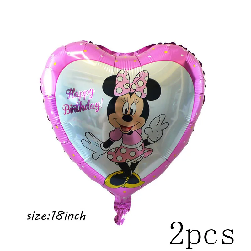 2pcs heart Гигантские 114 см воздушные шары в форме Микки, Минни мультфильм день рождения украшения гелиевые шары для детей день рождения Декор Классические игрушки - Цвет: 2pcs heart