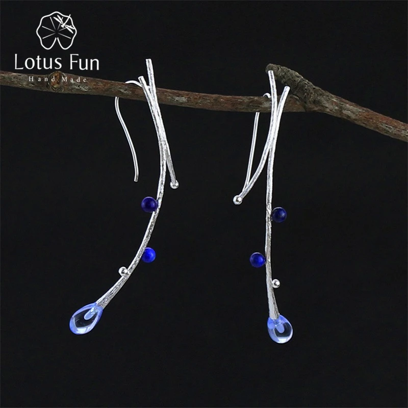 Lotus Fun Реальные Стерлингового Серебра 925 Природный Творческий Изысканные Ювелирные Изделия Ручной Работы Этнической Ветви Дерева Болтаются Серьги для Женщин Brincos