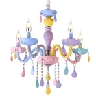 Цветная Подвесная лампа Macaron, белая лампа принцессы для девочек, детская комната, для спальни, столовой, хрустальный светильник E14