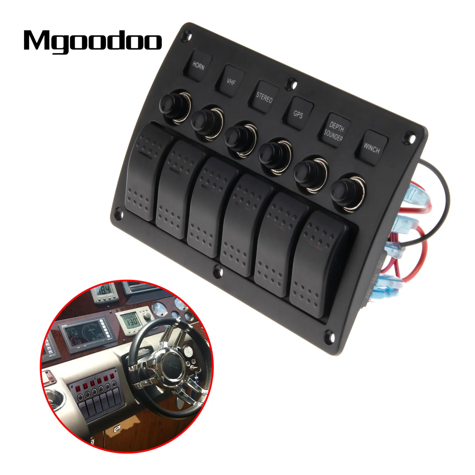 Mgoodoo 3 контактный 6 канальный клавишный выключатель панель автоматических