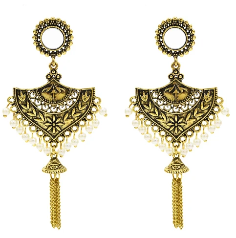 5387 G Египет винтажный, из серебряного сплава Jhumka колокольчиками бусины кисточкой серьги для Для женщин турецкий Племенной цыганские индийские украшения вечерние - Окраска металла: 5387 G