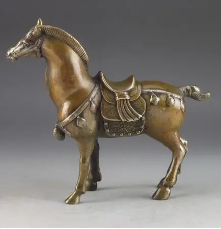 

Copper Brass CHINESE crafts decoration 6.8 inch / China's rare copper old manual hammer the statue of horse