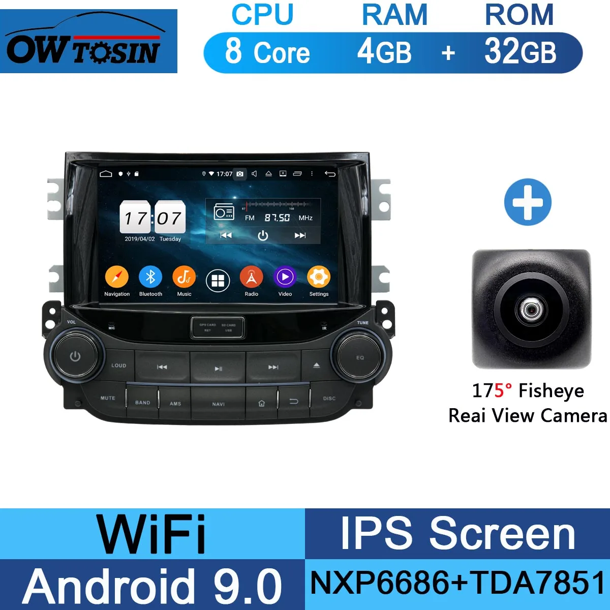 32G Fisheye Camera " ips 1920*1080 8 Core 4G ram+ 64G rom Android 9,0 автомобильный dvd-плеер для Chevrolet Malibu 2012 2013 DSP радио gps - Цвет: 32G Fisheye Camera