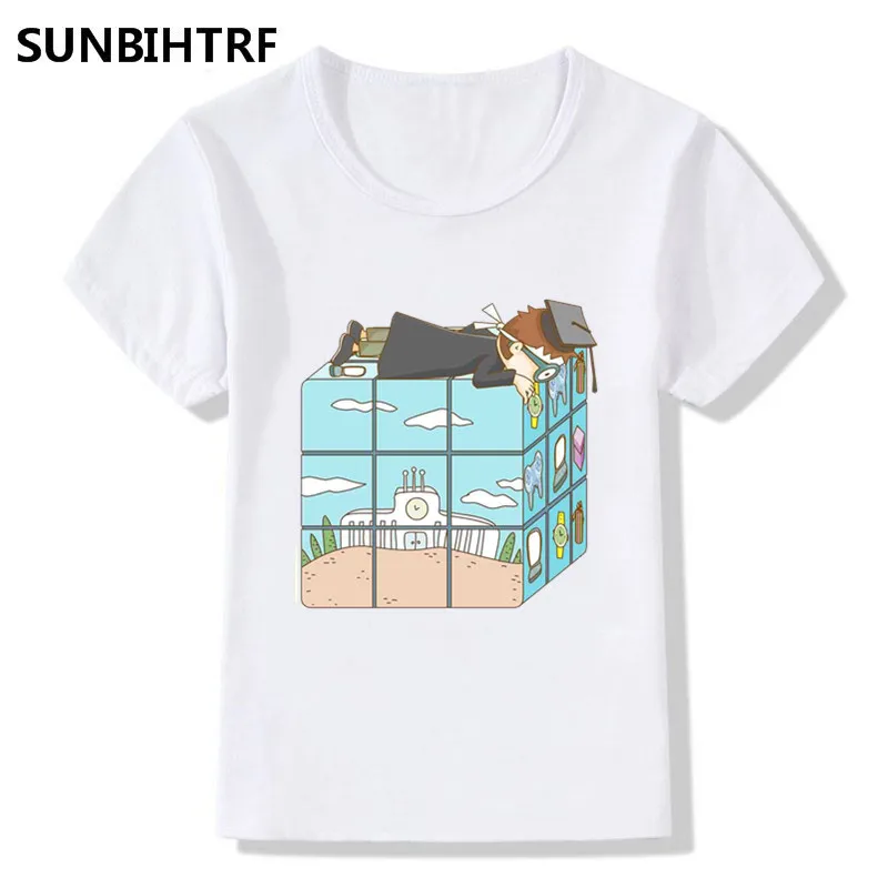 Забавные детские футболки ABC cube детская одежда топы с короткими рукавами для