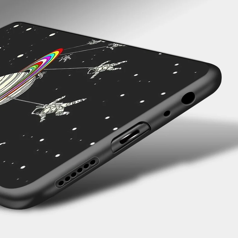 Space Cat Flowers Black Case For Oppo F11 Pro Soft Pattern Back Cover F11Pro REALME 3 K1 F9 A5 A3S F7 Cases Fundas Capa |