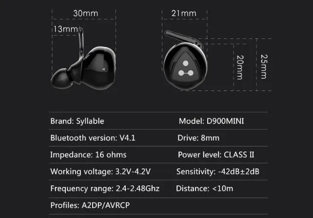 Слог D900 MINI D900S обновленная версия стерео Bluetooth наушники гарнитура беспроводные наушники также есть se215 se315