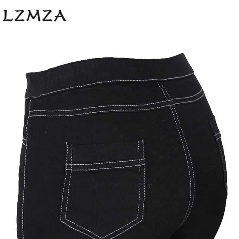 LZMZA 2017 Autumn Plus Size 5XL Stretch Women's Pants Black Pencil Ladies Cotton High Waist Elastic Skinny Trousers | Женская одежда