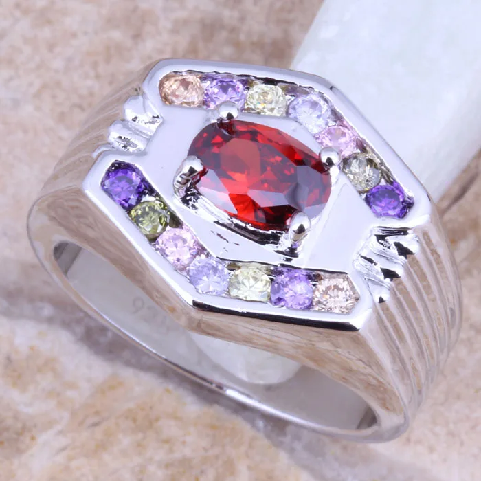Сублимированный Multigem красный гранатовый серебряное покрытие женское кольцо