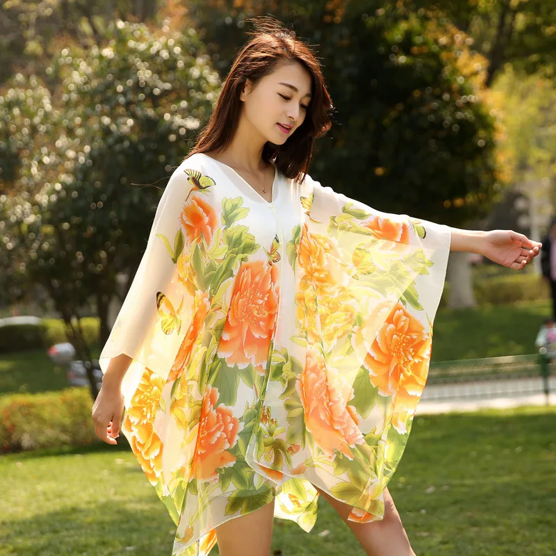 Летний солнцезащитный крем для женщин шарф шаль с цветочным принтом