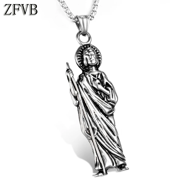 ZFVB винтажная подвеска с Иисусом ожерелье мужские 316L из нержавеющей стали