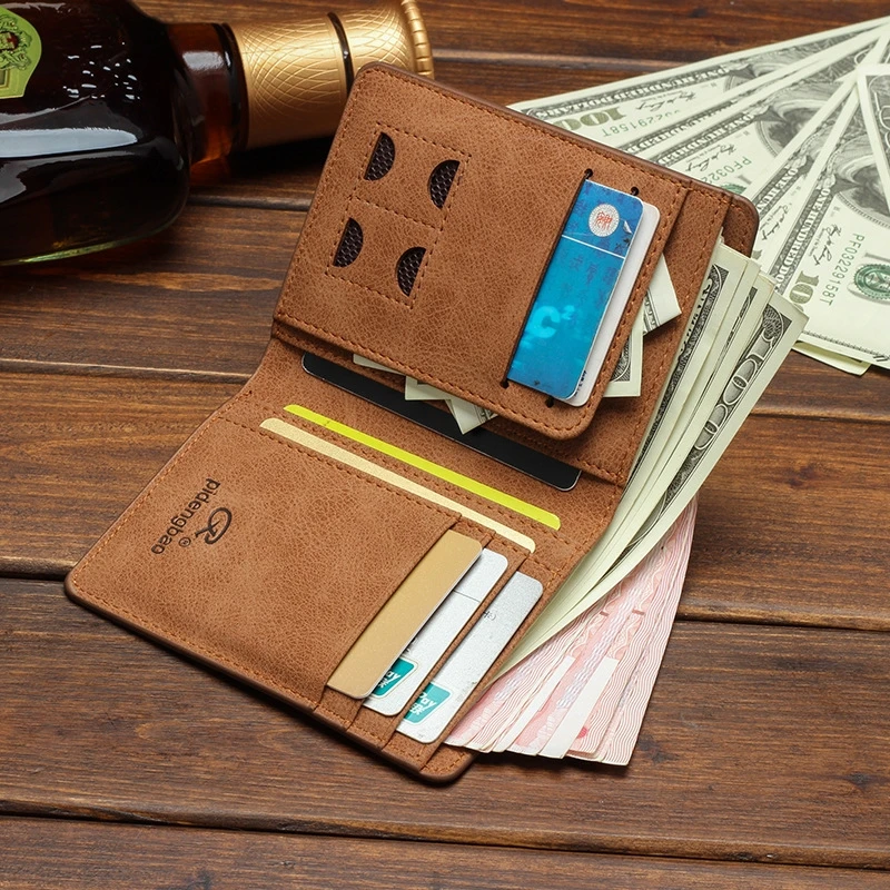 Мужской кошелек короткий студенческий ультратонкий мужской в стиле ретро