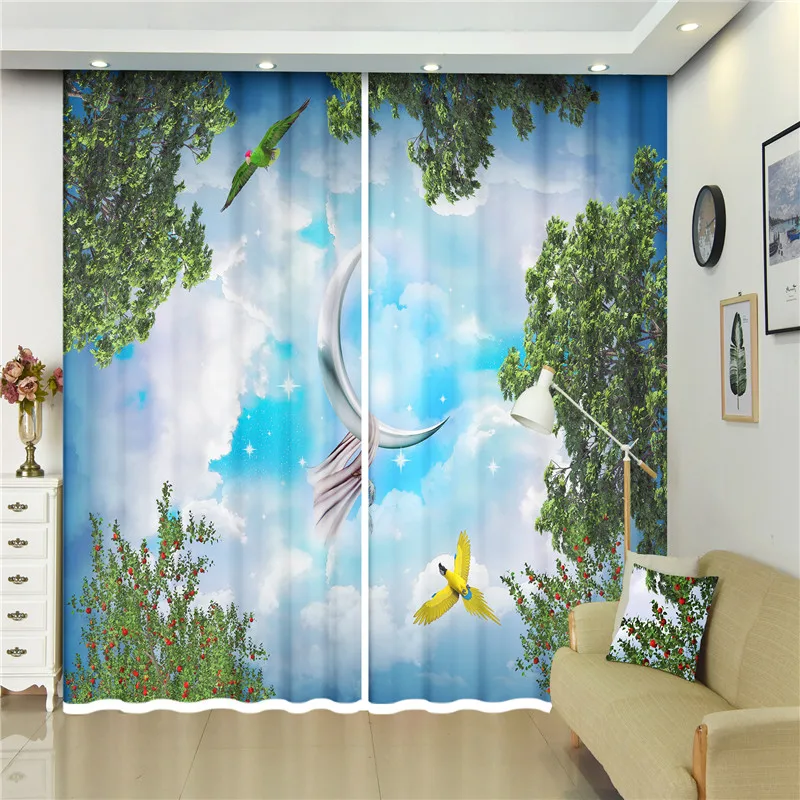 

Modern Luxury 3D Window Blackout landscape Curtains Drapes Living Office Hotel Wall Tapestry Smooth drape Cortinas Custom size