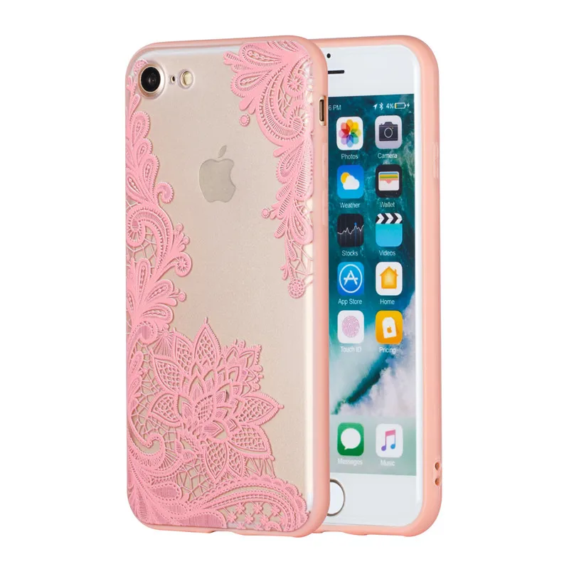 Модный розовый сексуальный цветочный чехол для iPhone 6, 6 S, 5, 5s, SE, 6 PLus, задняя крышка с цветком, PC+ TPU, чехол для iPhone на X 8, 7