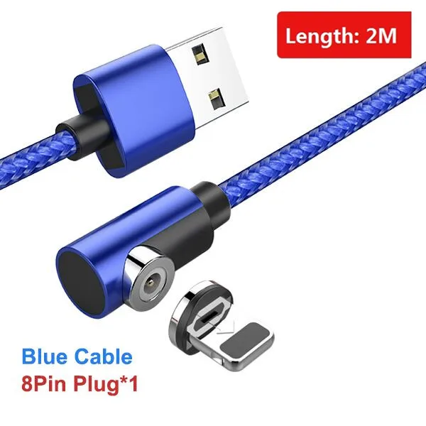 For iPhone Blue 2M ACCEZZ Магнитный кабель для iPhone X XS MAX XR 8 Быстрая зарядка Micro usb type C для samsung S10 Магнитный зарядный телефонный кабель шнур 2 м - Цвет: For iPhone Blue 2M