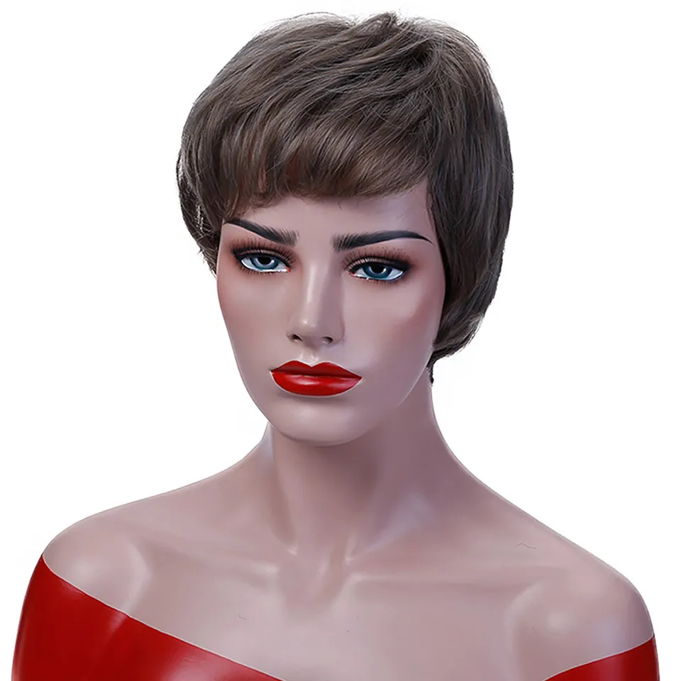 JINKAILI парик короткие Pixie Cut парики для женщин термостойкие синтетические Черные Серые волосы парики костюм парик