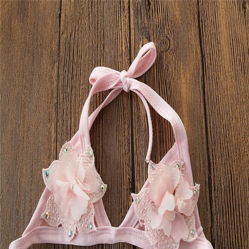 1-6Y Toddle Kid Baby Girl Bandage Flower Tankini Swimwear Swimsuit Bikini Bathing Beachwear Costume Clothes Oufits 2Pcs | Мать и ребенок
