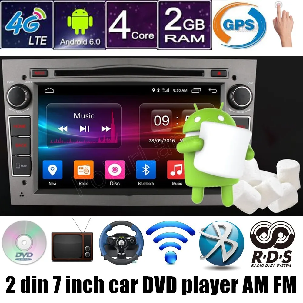 

Для Vauxhall Opel Astra H G J Vectra Antara Zafira Corsa 2 din 7 дюймов Автомобильный DVD GPS радио плеер Android 6,0 4G LTE wifi