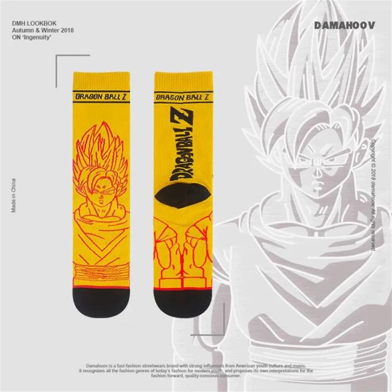 Носки с персонажами из мультфильмов, аниме, драконий жемчуг, Супер Saiyan Sun Wukong, периферийные носки, аксессуары для косплея, мужские носки-трубы средней высоты
