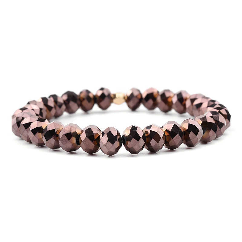 22 Copper Color BOJIU 26 цветов эластичные граненые браслеты с бусинами из кристаллов для женщин золотой серебряный черный белый фиолетовый желтый прозрачный AB браслет BC282 - Окраска металла: 22 Copper Color