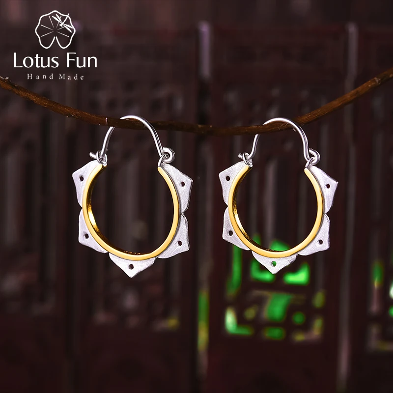 Lotus Fun реальные 925 пробы серебро Природный творческий ручной Fine Jewelry