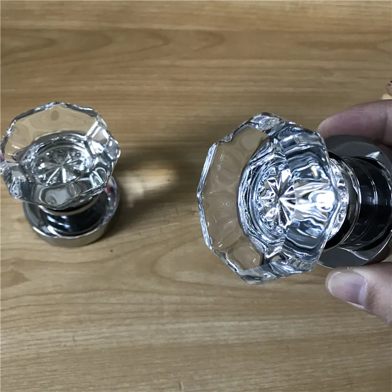 LCH 1 Pair 55MM 60MM Door Pull Clear Cut Crystal Door Knobs Cylinder-Shaped OcGaton Door Knob on Chrome Zinc Alloy Base image 6