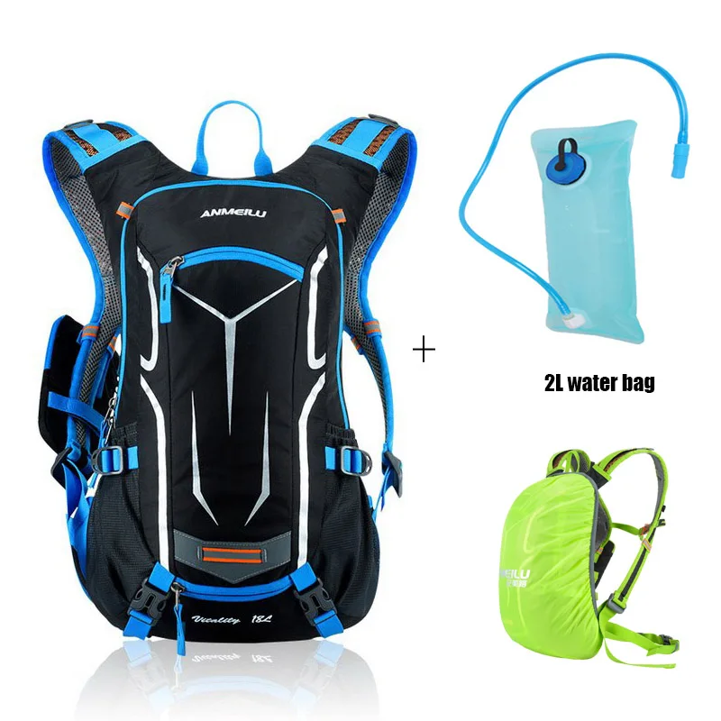 With Water Bag green ANMEILU 18L водонепроницаемый велосипедный рюкзак, велосипедная спортивная сумка, походная альпинистская сумка с дождевиком, без сумки для воды - Цвет: With Water Bag green