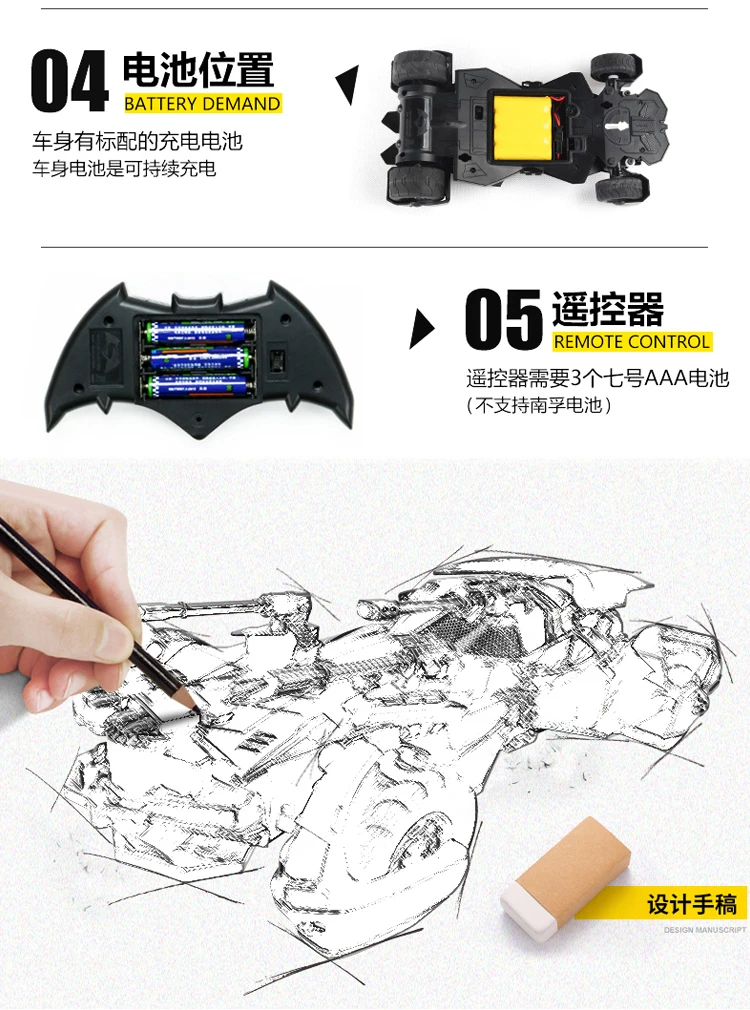Бэтмобиль 1:18 Rc Бэтмен Автомобиль Бэтмен против Супермена Rc JusticeLeague электрическая детская игрушка модель подарок моделирование дисплей Бэтмобиль