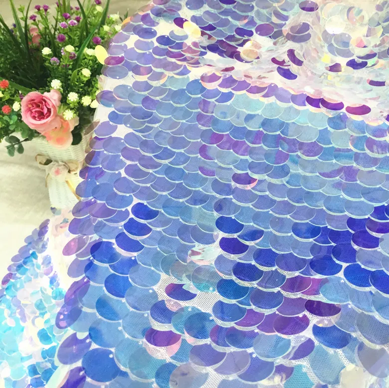 

Density colourful fish sequins fabric 1Yard =1 lot wide150 breathable and blink for stage dress wedding dress background cloth