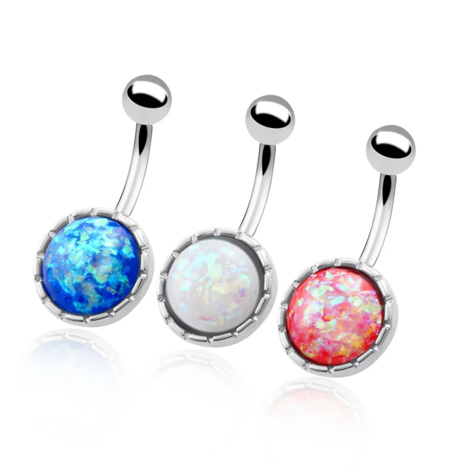14 г хирургическая сталь радужная смола опал пупка кольцо|belly button rings|opal belly ringbutton