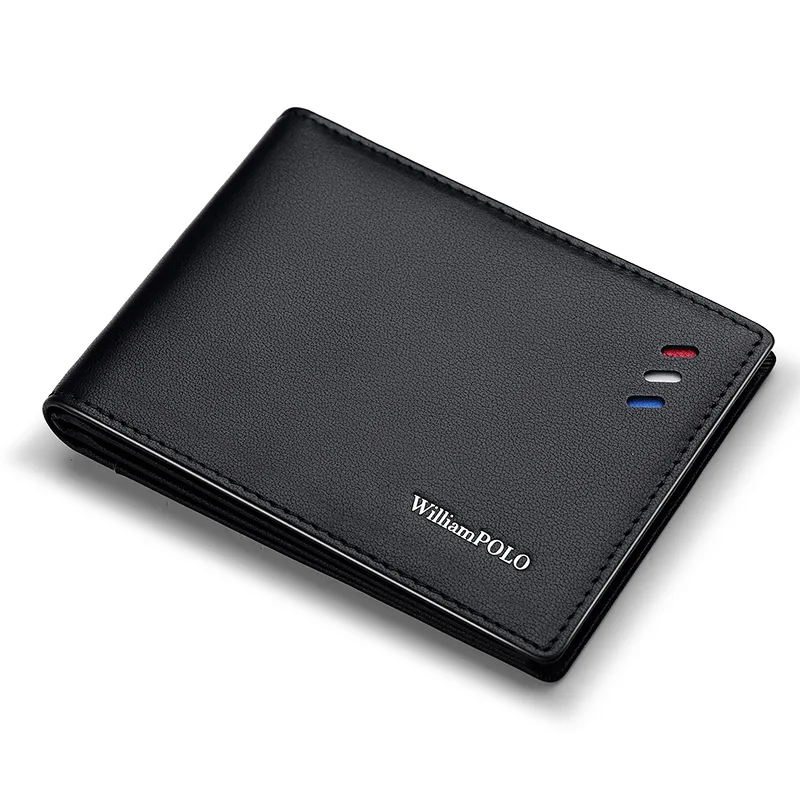 Black Standard Кошелек для мужчин, мужские кошельки из натуральной кожи, тонкий мужской кошелек, держатель для карт из воловьей кожи, мягкий мини-кошелек PL315 - Цвет: Black Standard