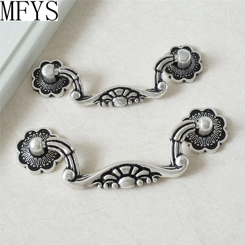 

3" 3.75" Drop Bail Dresser Pulls Drawer Pull Handles Antique Silver Black Rustic Kitchen Cabinet Handle Shabby Chic 76 96 mm