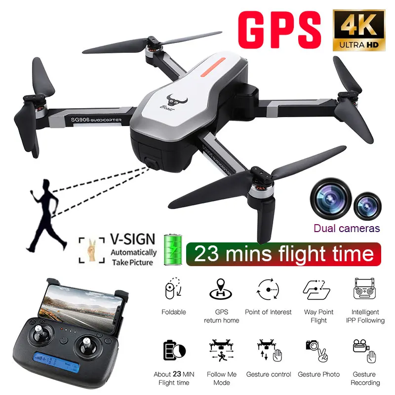 Новый портативный Радиоуправляемый Дрон с GPS Wi Fi FPV 4K Ultra HD широкоугольная Двойная