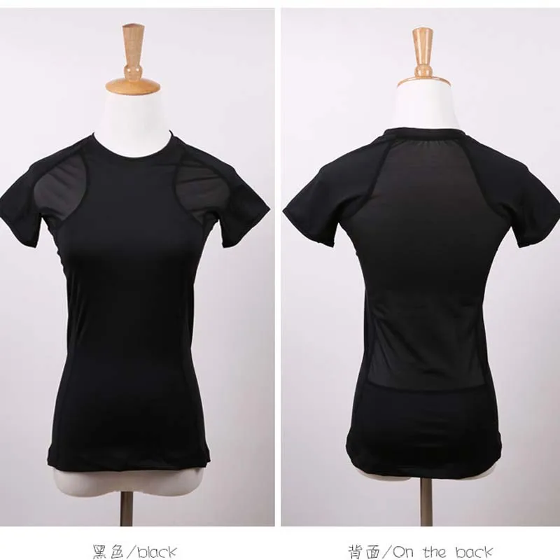 Черная рубашка для йоги и бега tighs женская спортивная футболка с коротким рукавом