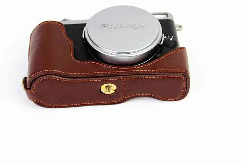 Черный/коричневый/Coffe DS чехол из натуральной кожи для Fujifilm Fuji X-70 X70 Половина корпуса камеры нижний чехол