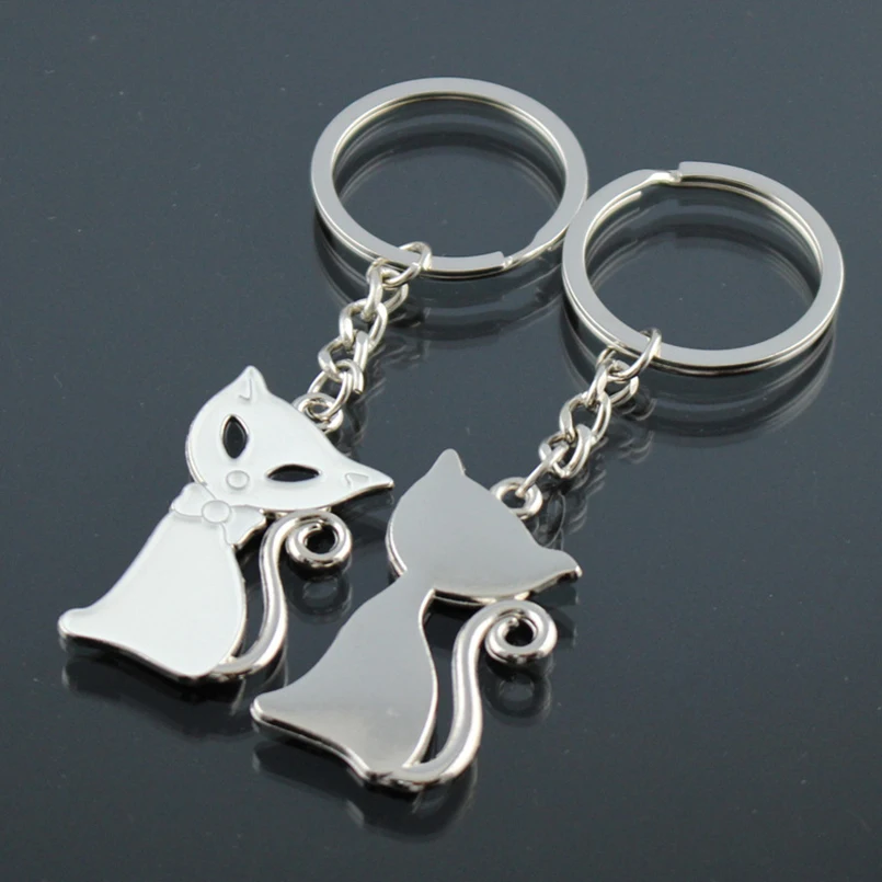 Black and White Cat Shape Key Chain Set Creative Commodity Protector Cute Animal Couple Lovers Gift SP0329 | Украшения и