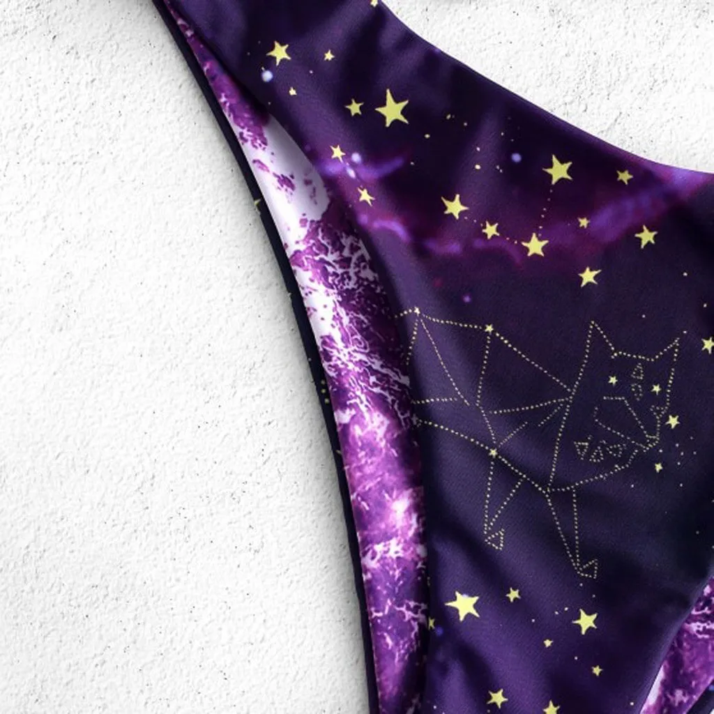 Женский раздельный купальник однотонный на бретельках с градиентным принтом в