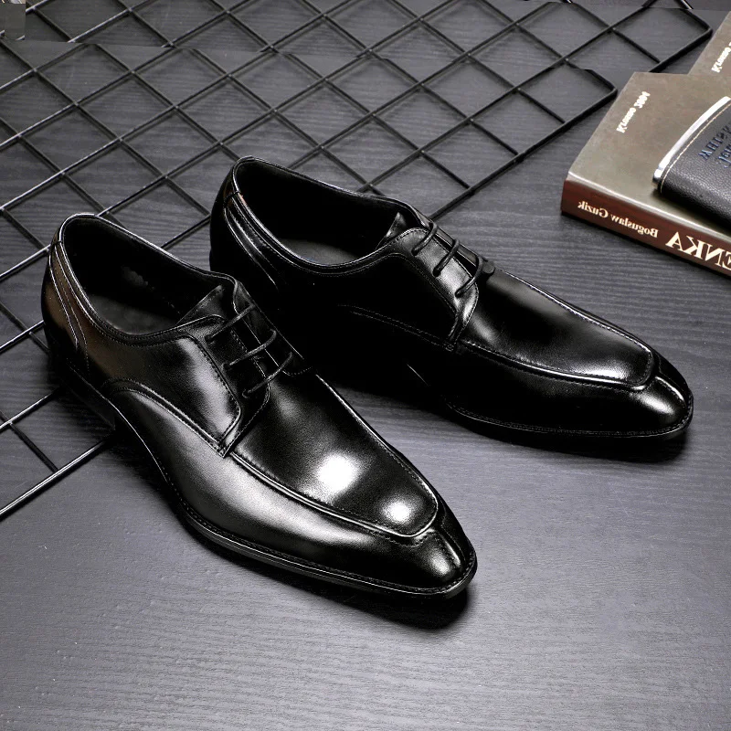 Fashion 2019 Retro Business Mens Pointy Shoes Oxfords Brand Luxury Men Genuine Leather Dress Chaussures hommes | Обувь