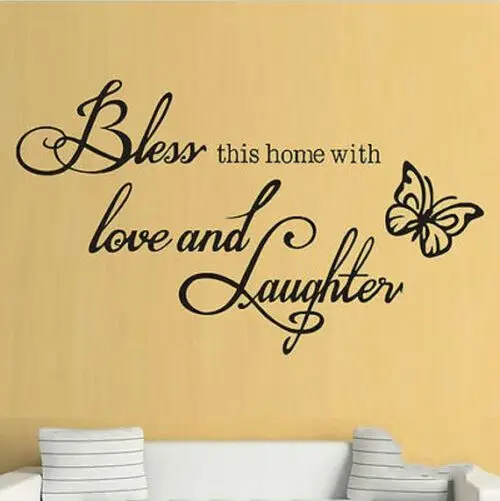 Красивая бабочка благословит Love Laughter Библии Бог Любовь Семья цитаты Wall Art