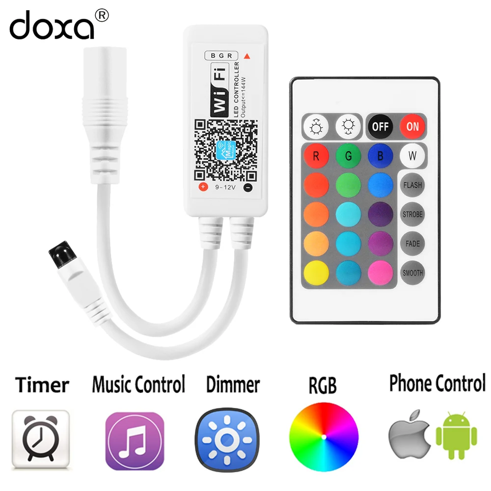 BLYN светодиодный контроллер Wi-Fi RGBW RGB RF ИК Панель дистанционного DC12/24 V Звук музыки