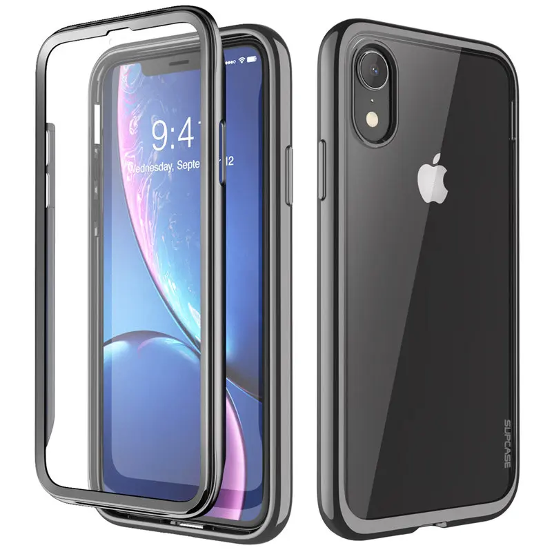 Для iPhone XR 6,1 дюймов SUP чехол Чехол UB электро полный корпус Прозрачный блестящий тонкий гибридный Чехол со встроенной защитной пленкой